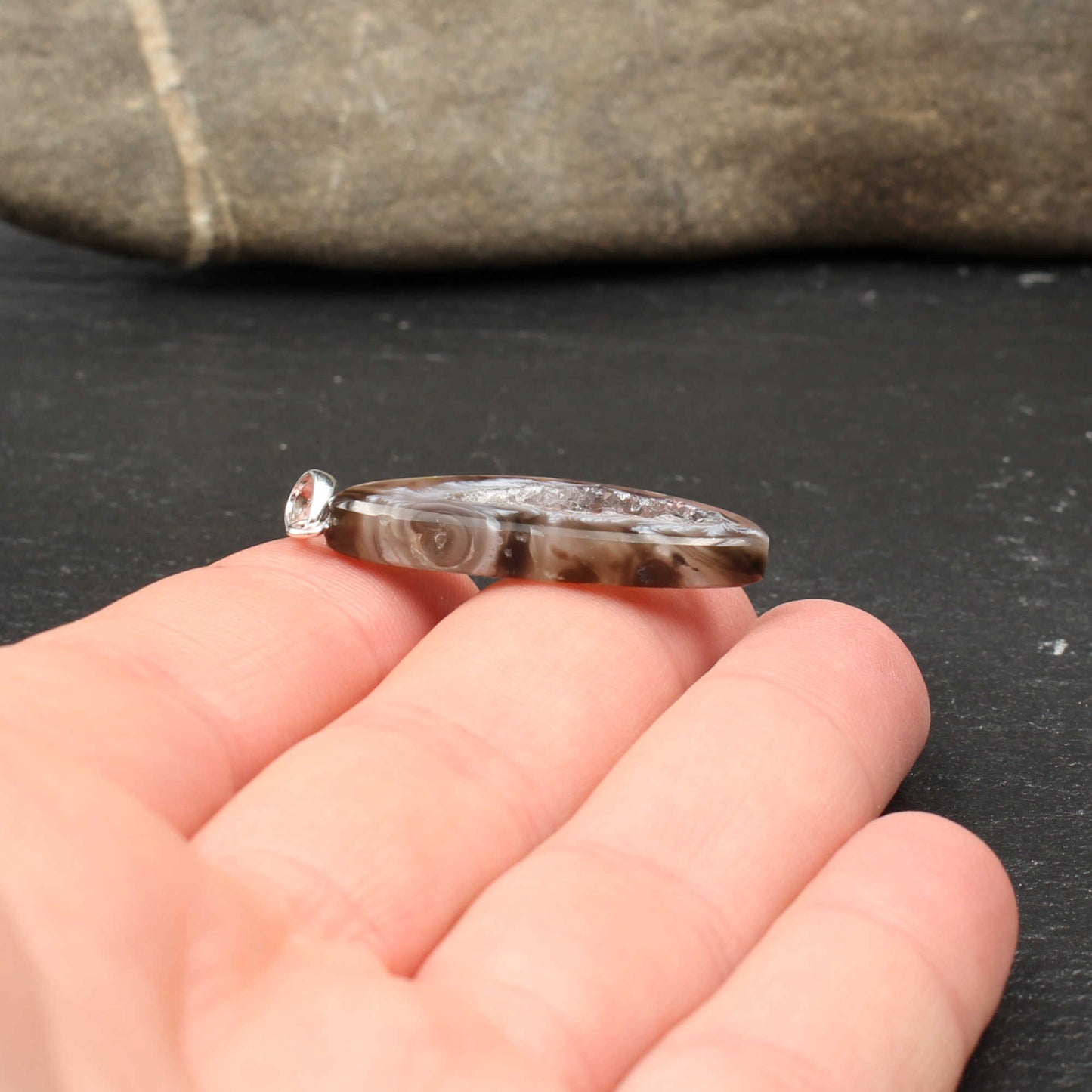 Achat Geode / Druse Anhänger - Handarbeit