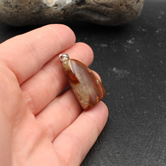 Feuerstein mit Fossilen Anhänger - Handarbeit