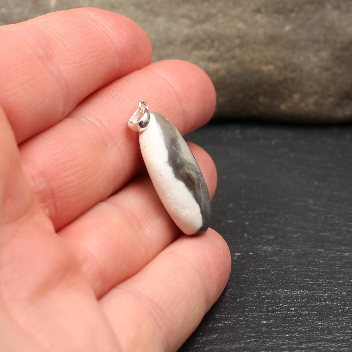 North Sea flint pendant - handmade