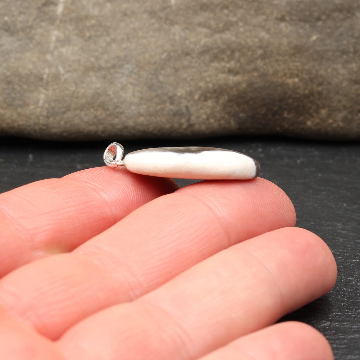 North Sea flint pendant - handmade