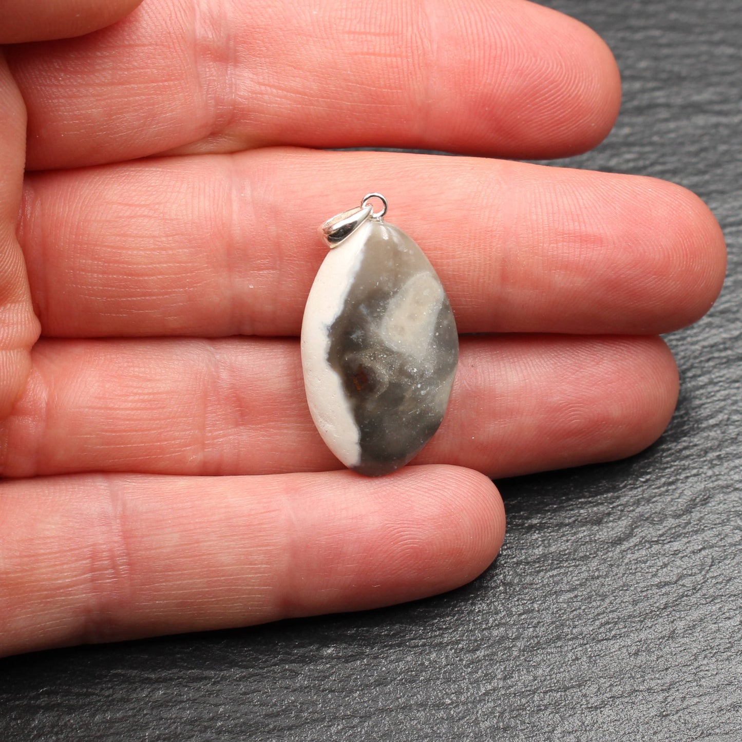 North Sea flint pendant - handmade