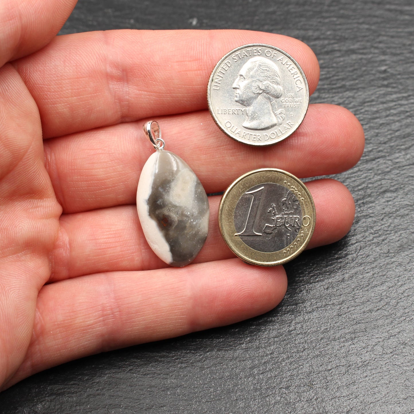 North Sea flint pendant - handmade