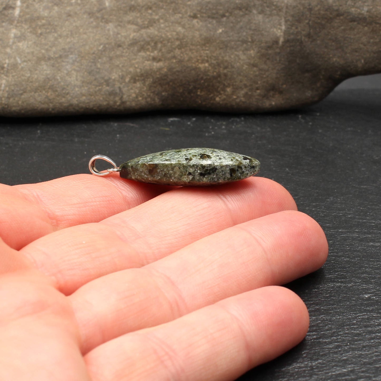 German Olivine Basalt Pendant - Handmade