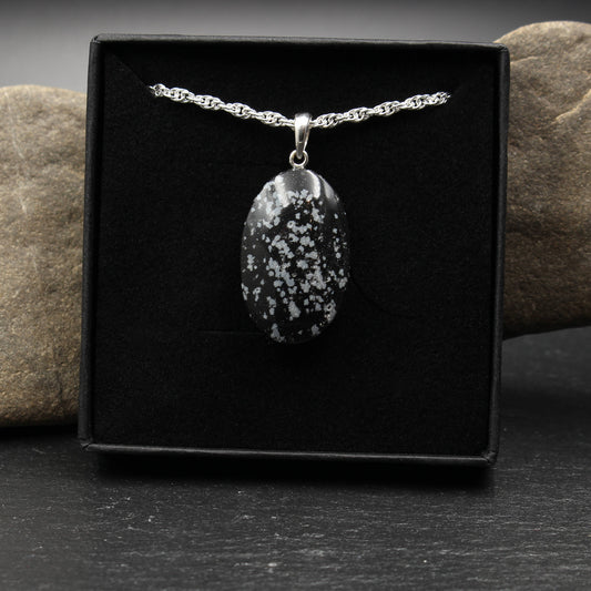 Schneeflockenobsidian Anhänger - Handarbeit