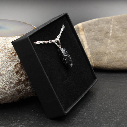 Schneeflockenobsidian Anhänger - Handarbeit