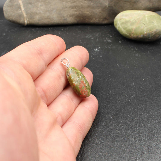 Norwegischer Unakit Anhänger - Oval | Handarbeit