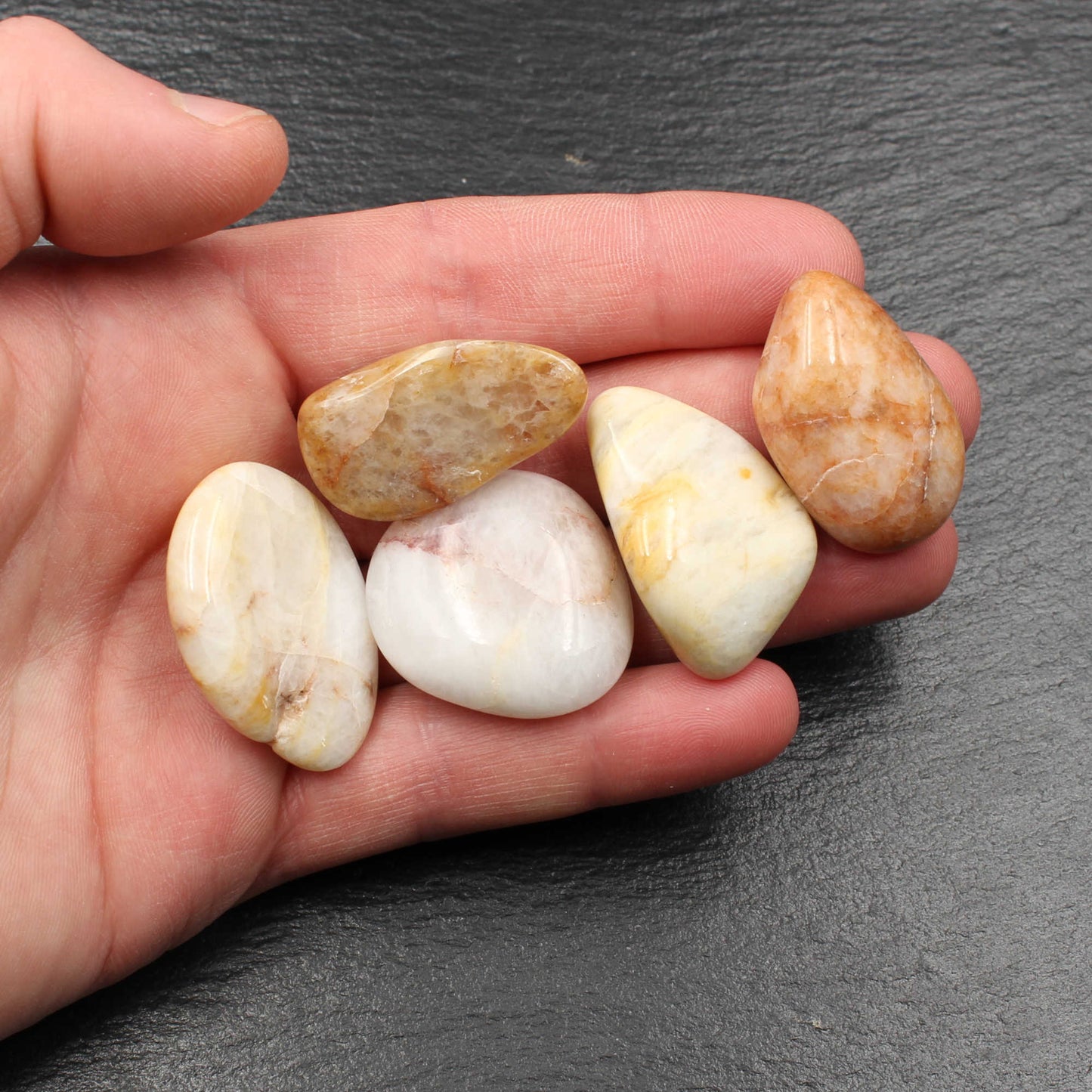 5x Rhein Quarz Trommelsteine