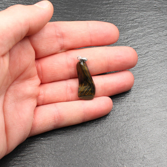 Tigerauge / Falkenauge Trommelstein Anhänger