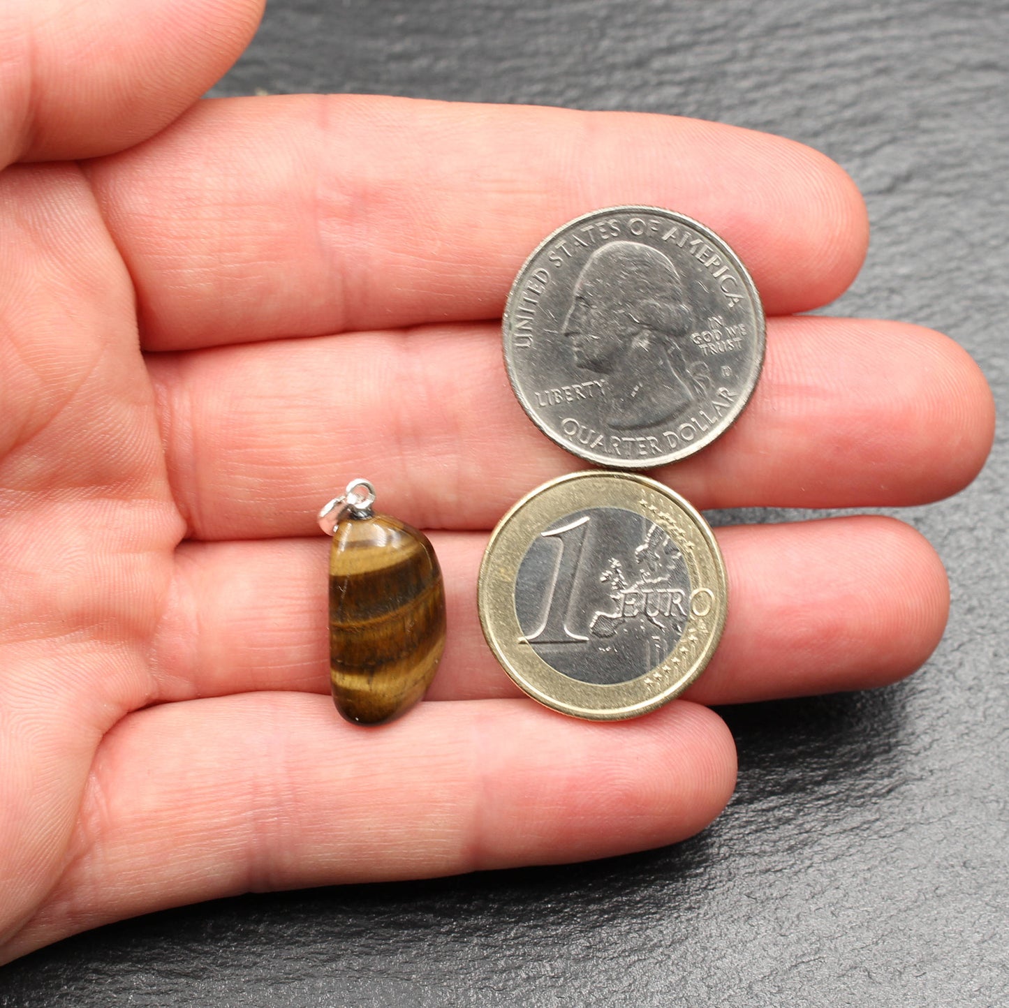 Tiger's eye / hawk's eye tumbled stone pendant