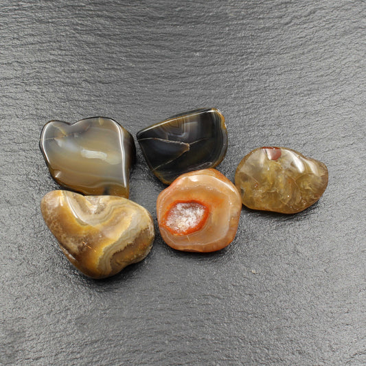 5x Polierte Achate aus Sachsen | Trommelsteine