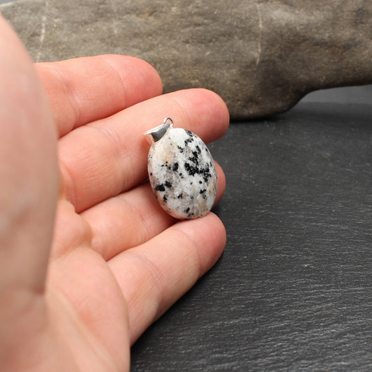 White granite pendant - Handmade in Germany