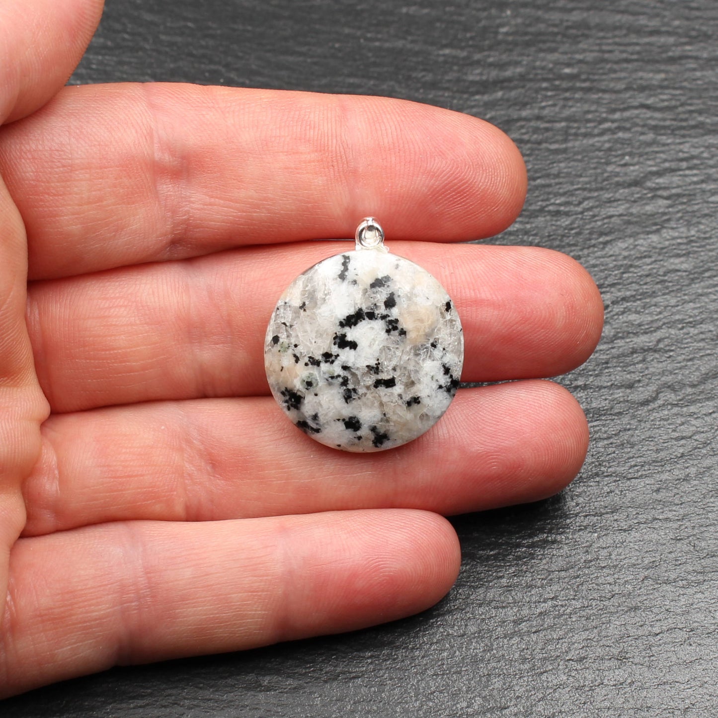 White granite pendant - Handmade in Germany