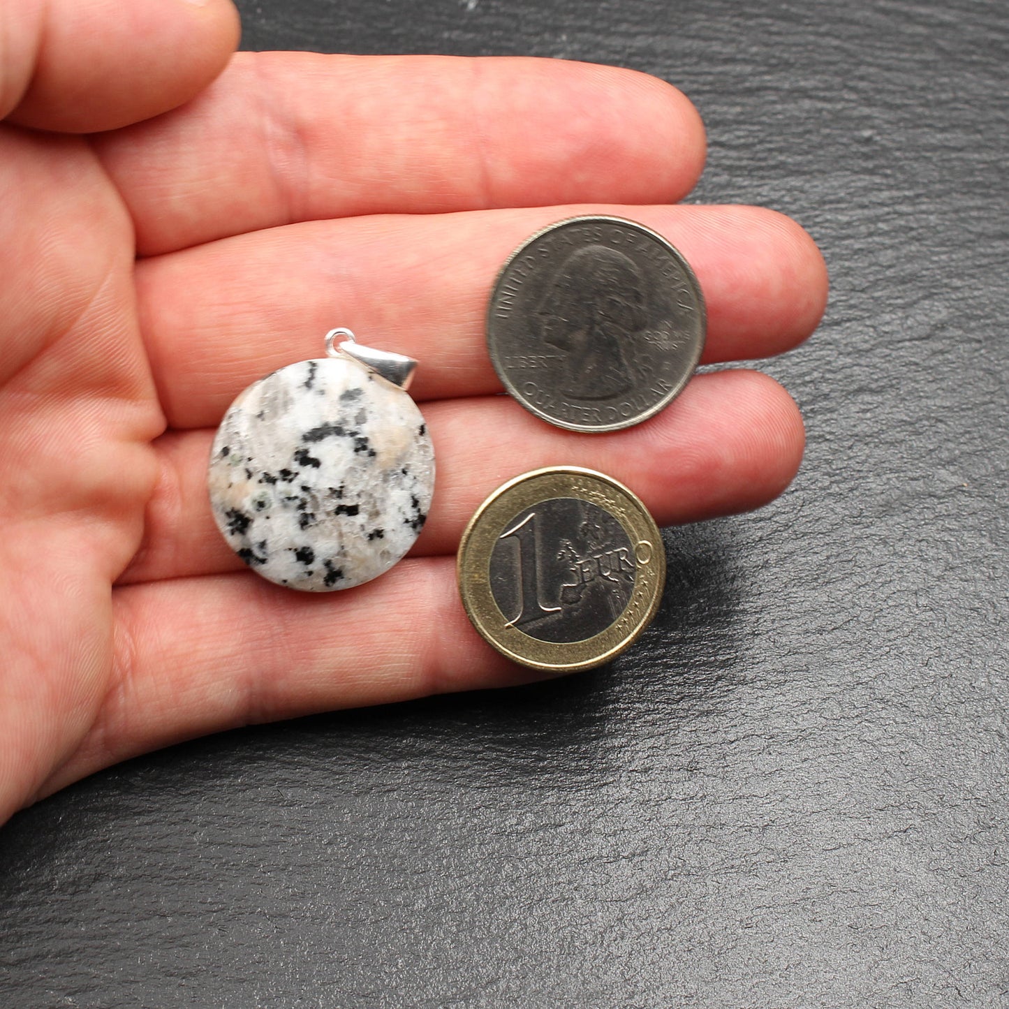 White granite pendant - Handmade in Germany