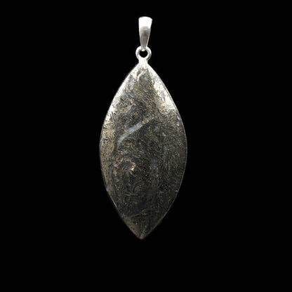 Feather pyrite pendant - handmade