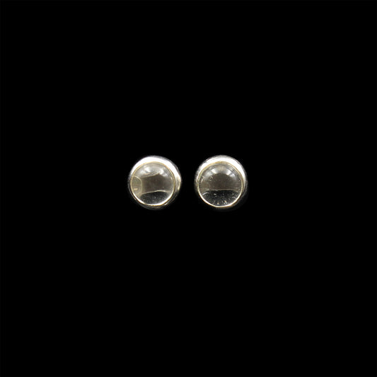 Rock crystal silver ear studs- Cabochon