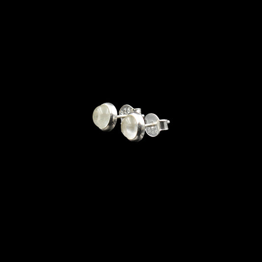 Rock crystal silver ear studs- Cabochon