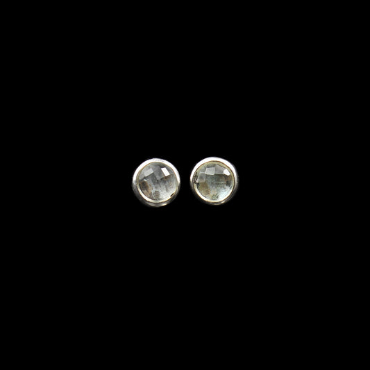 Rock crystal silver ear studs- faceted