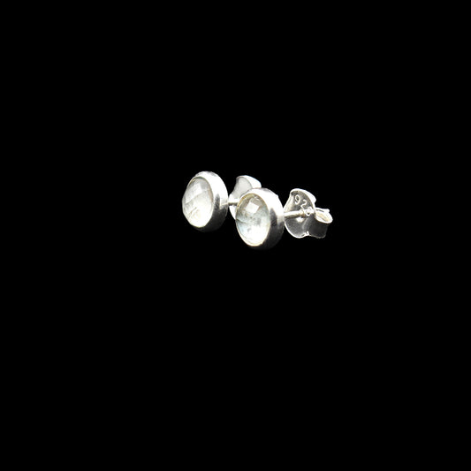 Rock crystal silver ear studs- faceted