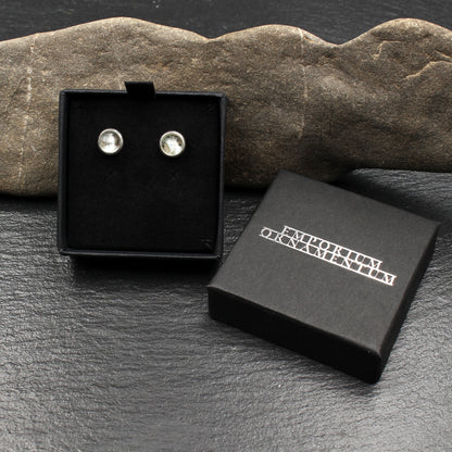 Rock crystal silver ear studs- faceted