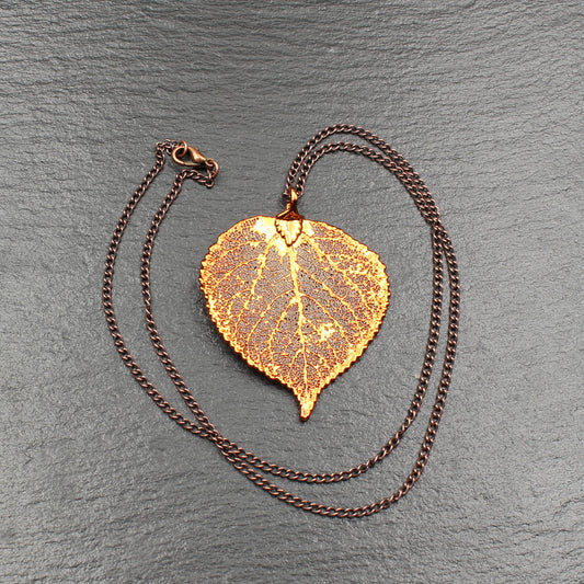 Blattschmuck Espe Kupfer Anhänger