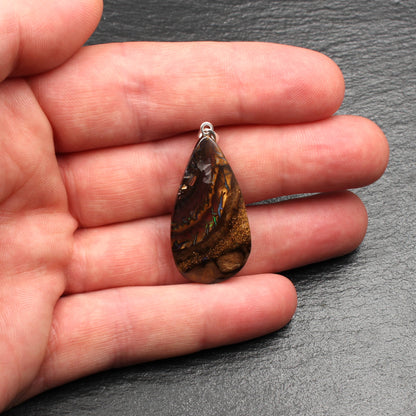 Australischer Boulder Opal Anhänger - Handarbeit aus Deutschland