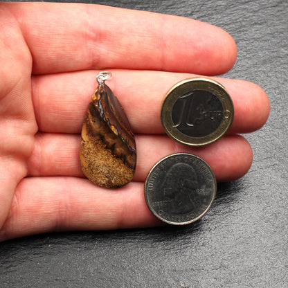 Australischer Boulder Opal Anhänger - Handarbeit aus Deutschland
