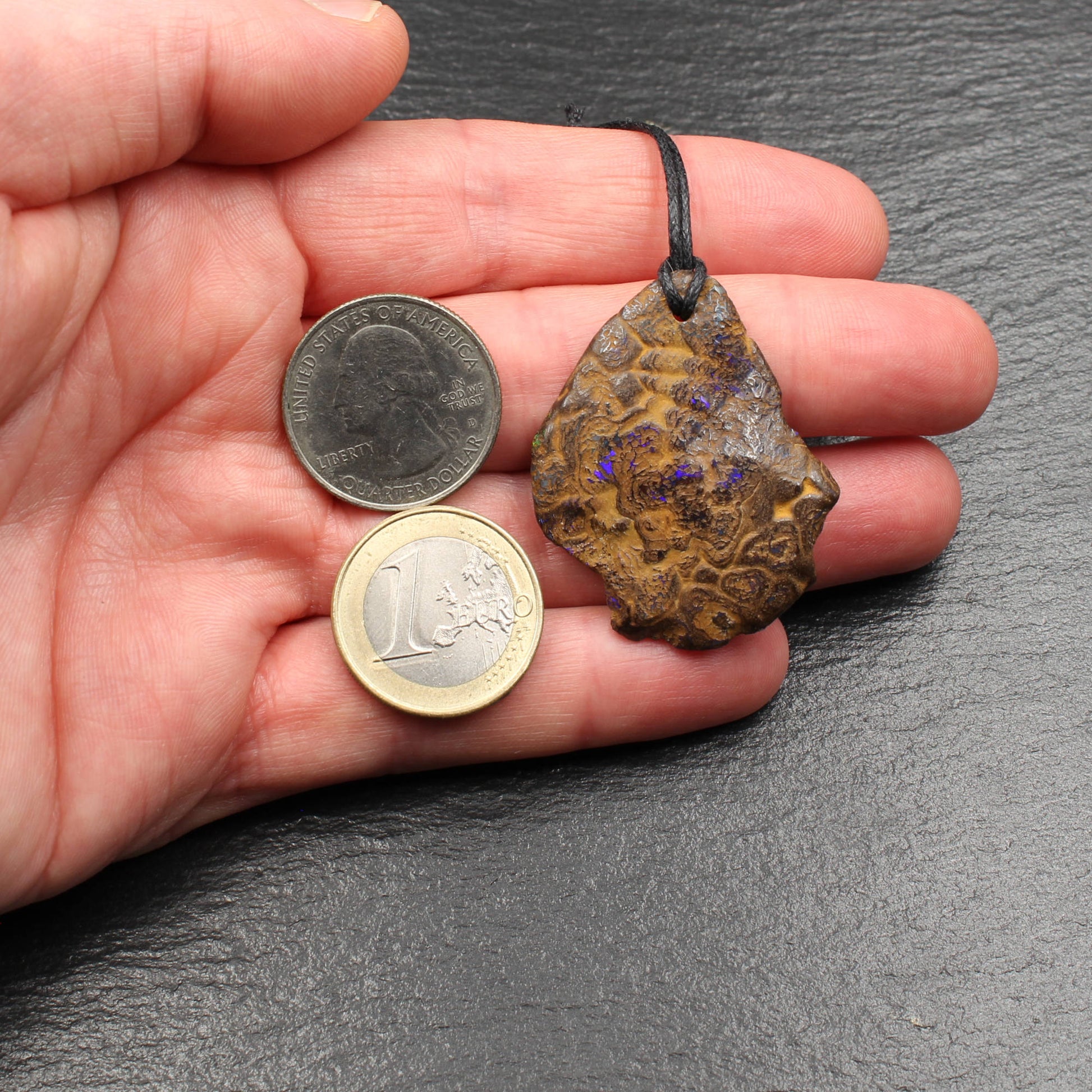 Australischer Boulder Opal Anhänger - Handarbeit aus Deutschland