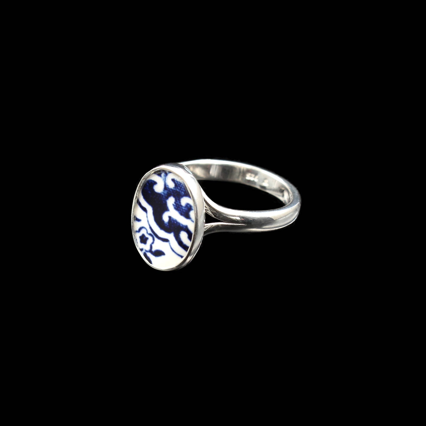 Englisches Porzellan "Old Willow" Ring - Oval