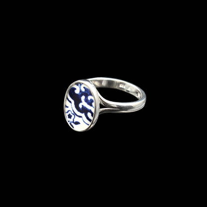 Englisches Porzellan "Old Willow" Ring - Oval