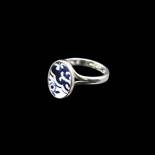 Englisches Porzellan "Old Willow" Ring - Oval