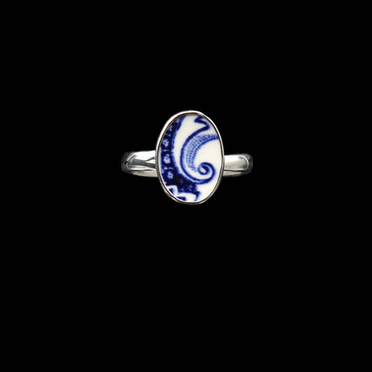Englisches Porzellan "Old Willow" Ring - Oval