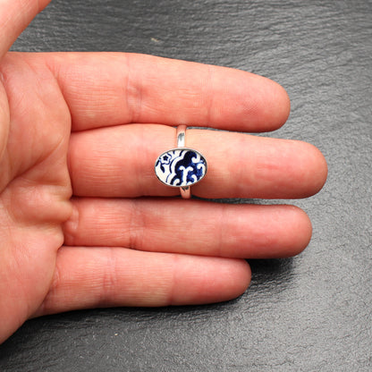 Englisches Porzellan "Old Willow" Ring - Oval