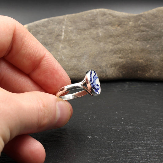 Englisches Porzellan "Old Willow" Ring - Oval