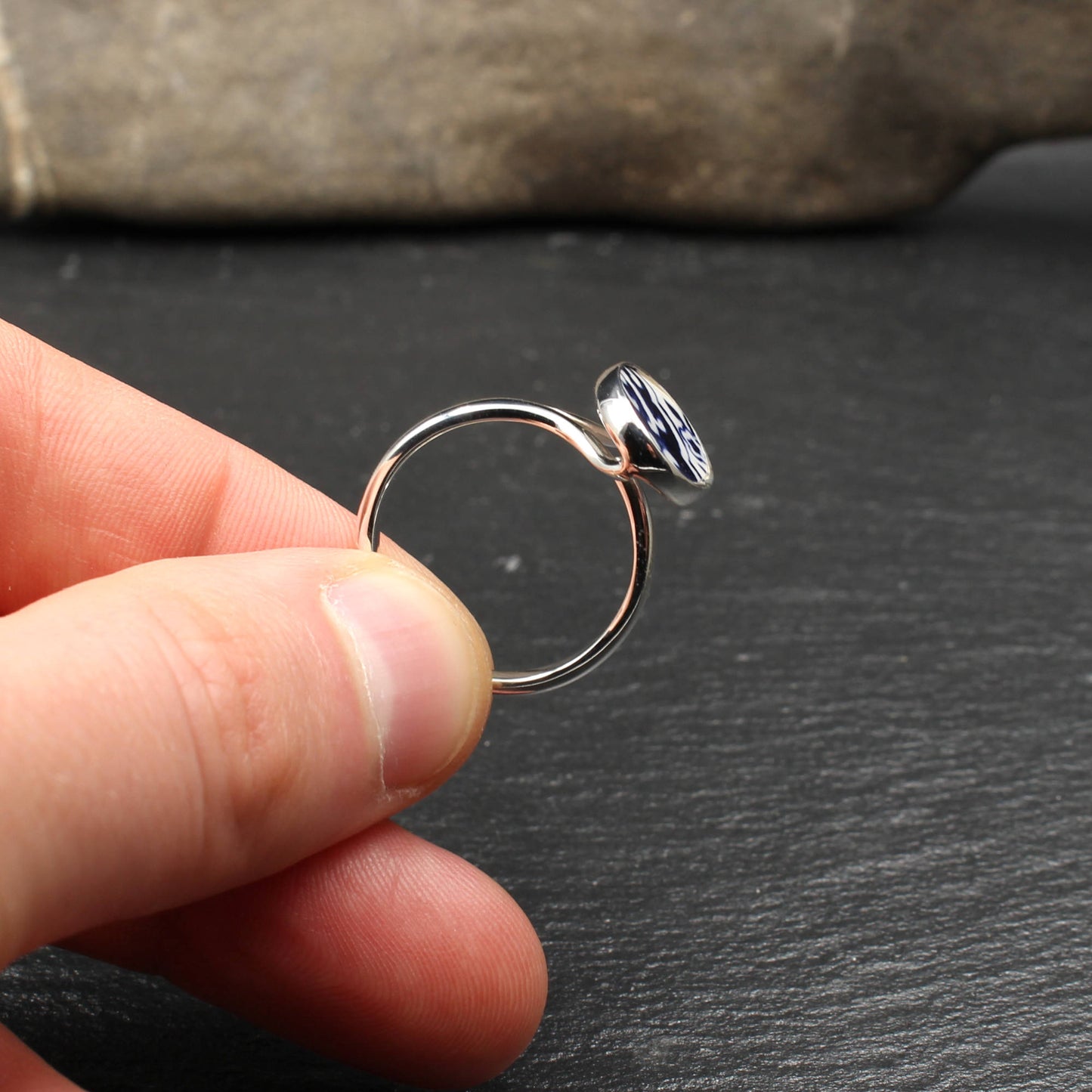 Englisches Porzellan "Old Willow" Ring - Oval