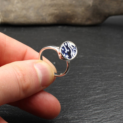 Englisches Porzellan "Old Willow" Ring - Oval