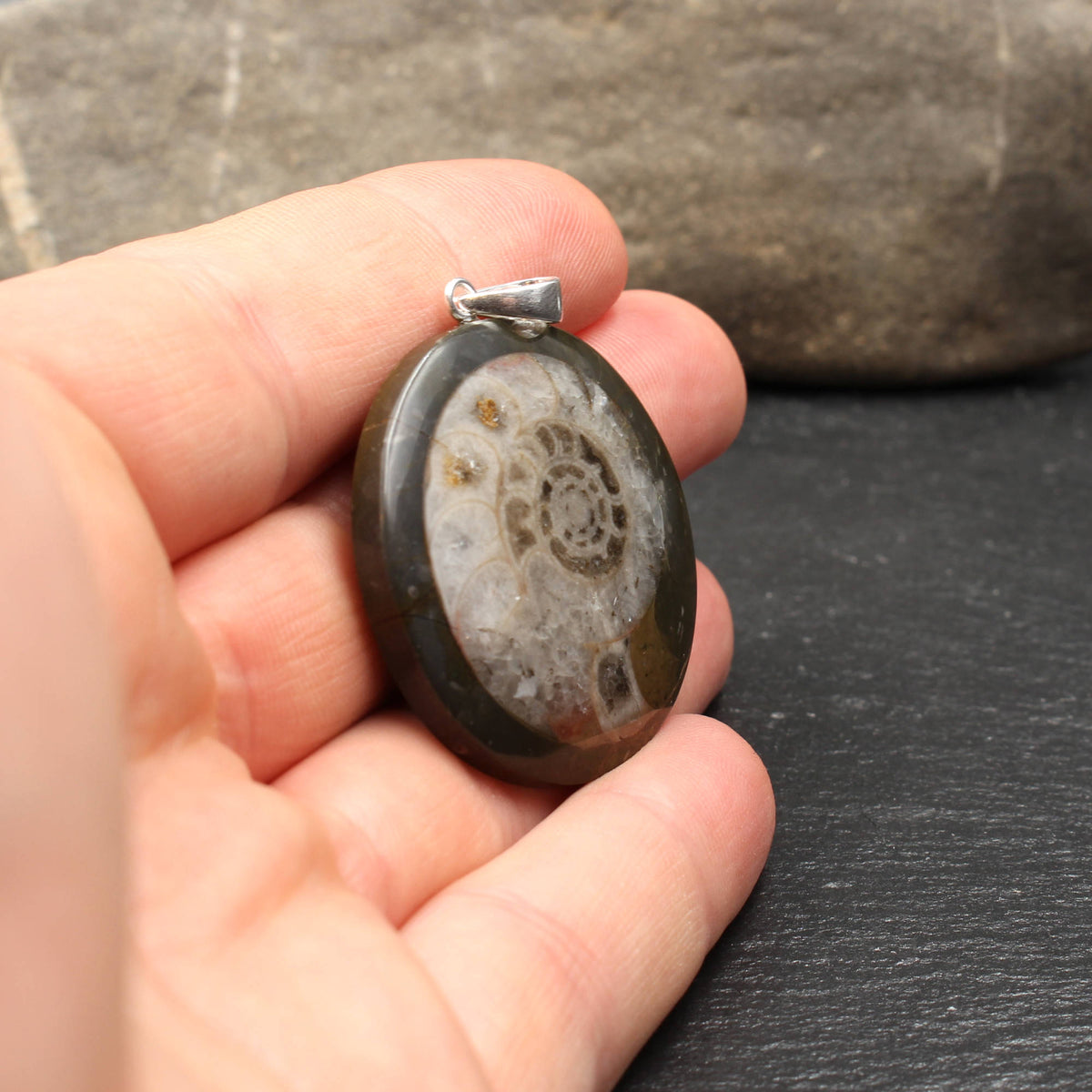 Ammonite Fossil Pendant - Handmade