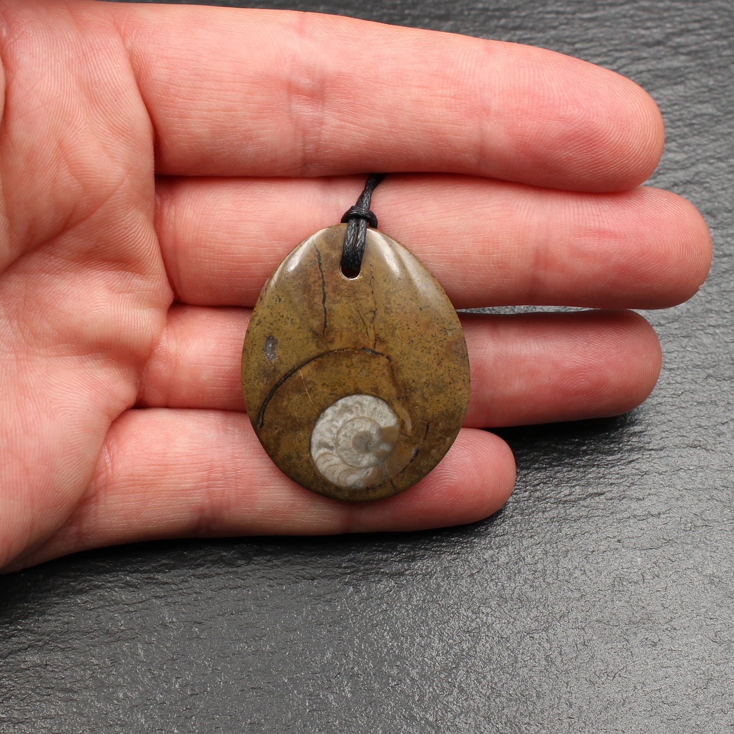 Ammonite Fossil Pendant - Handmade