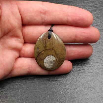 Ammonite Fossil Pendant - Handmade
