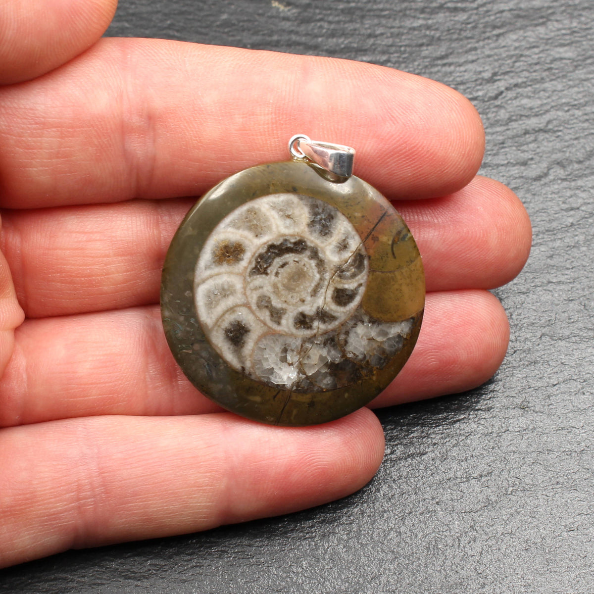 Ammonit Fossil Anhänger - Handarbeit