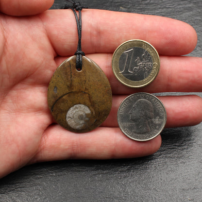 Ammonite Fossil Pendant - Handmade