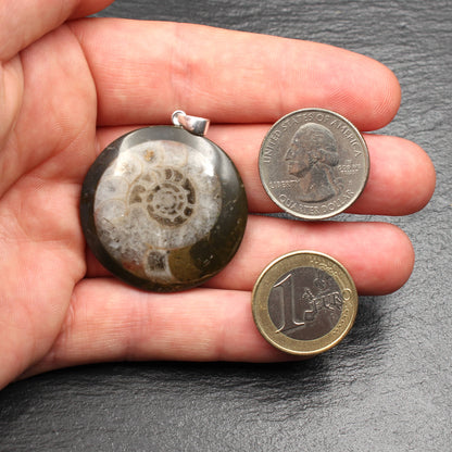 Ammonite Fossil Pendant - Handmade
