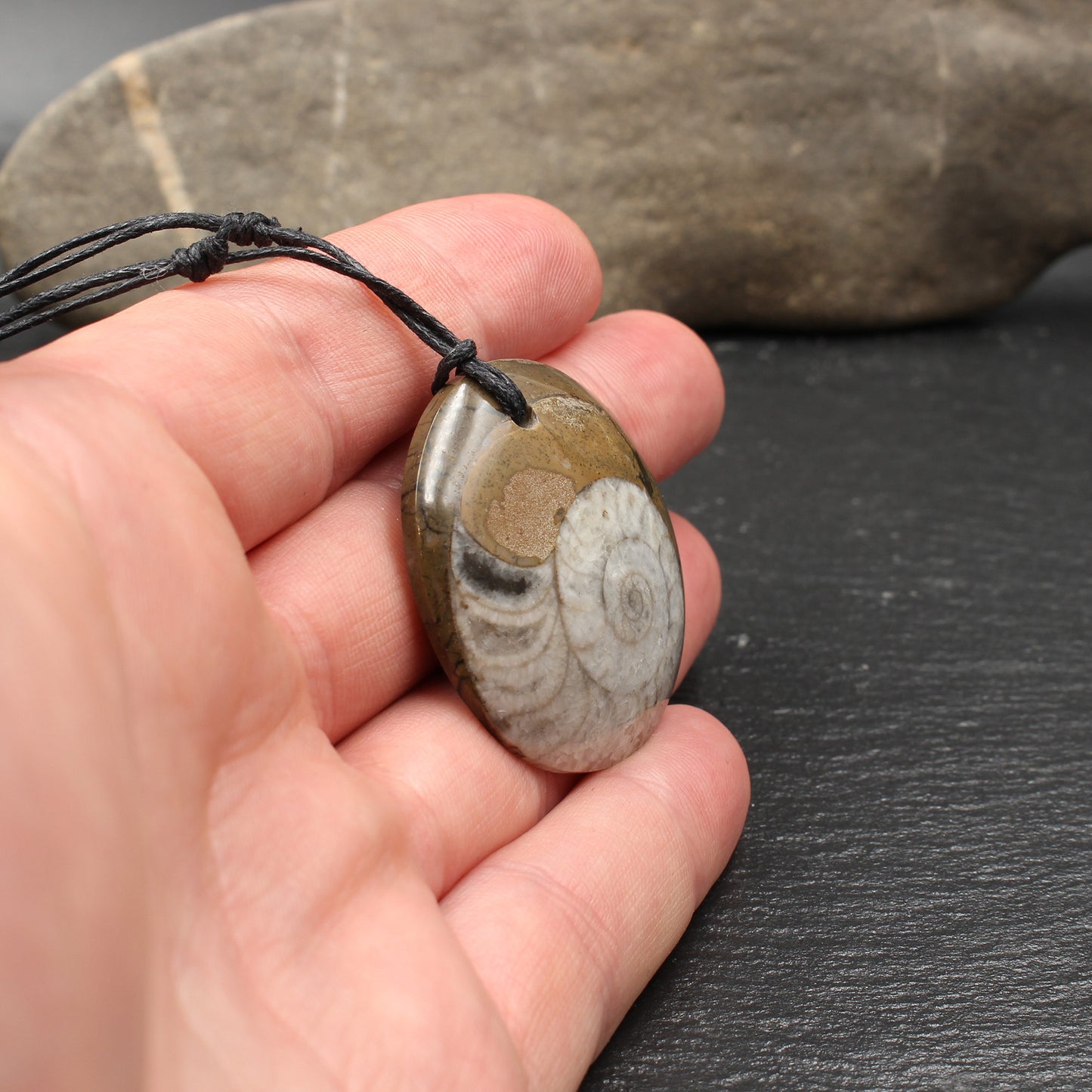 Ammonite Fossil Pendant - Handmade