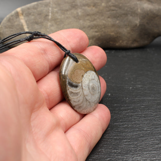 Ammonite Fossil Pendant - Handmade