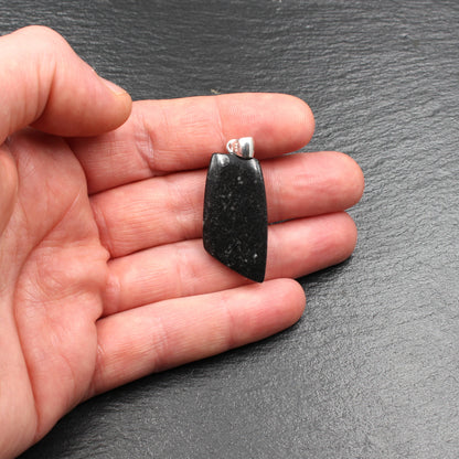 Orthoceras Fossilien in schwarzem Kalkstein Anhänger - Handarbeit