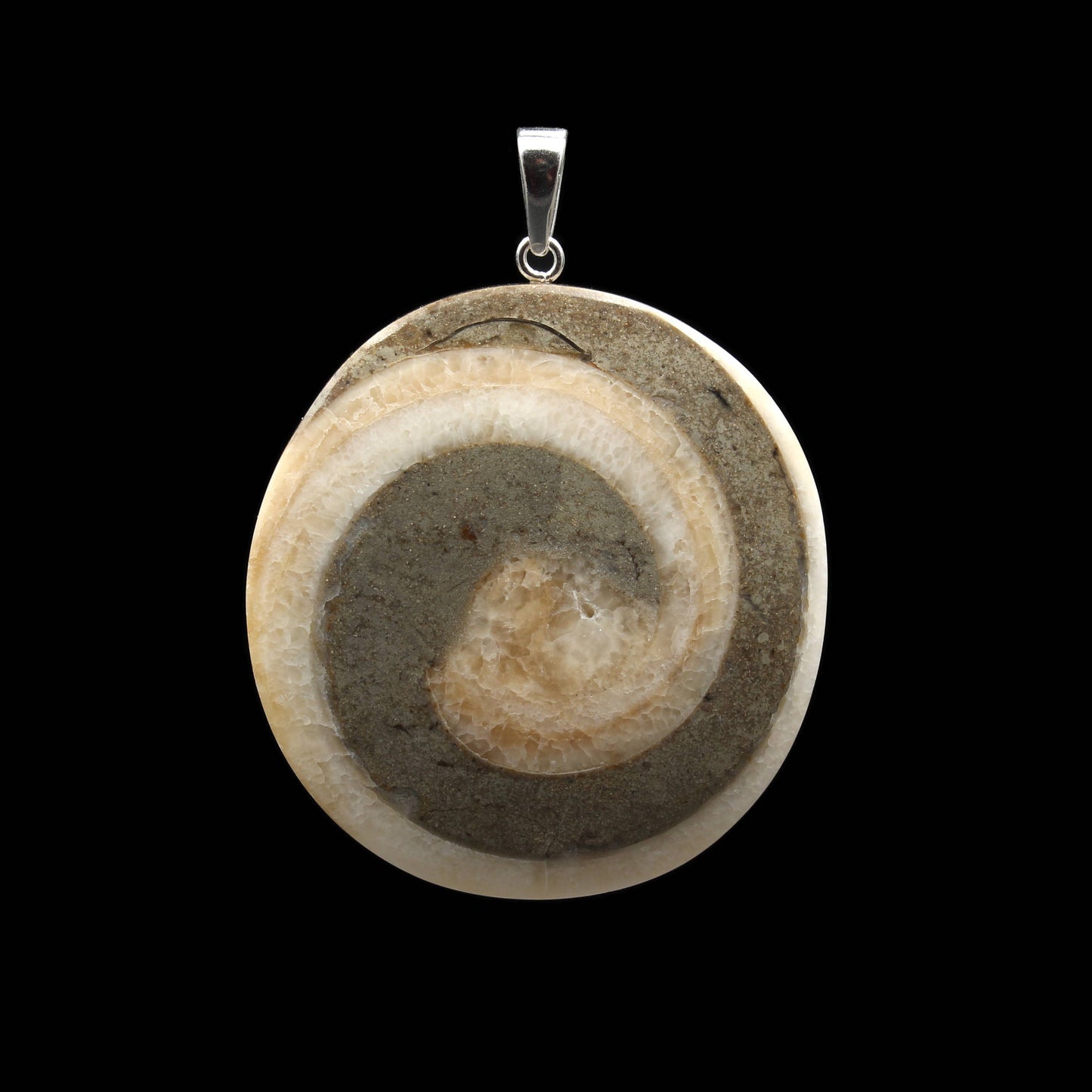 Snail fossil pendant - handmade