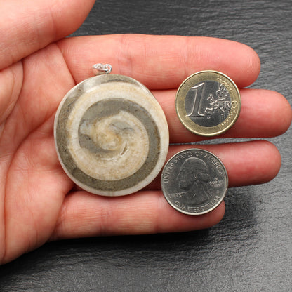 Snail fossil pendant - handmade