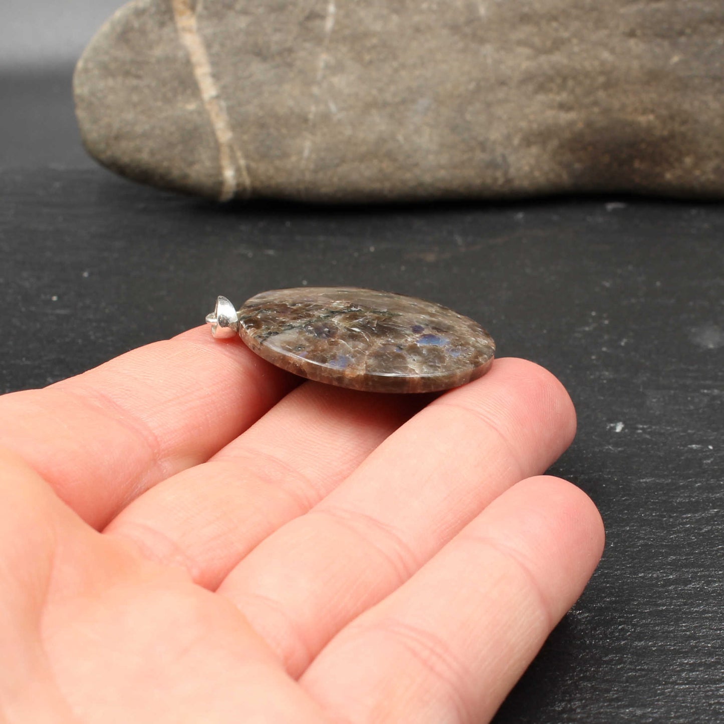 Brown Larvikite Pendant - Handmade