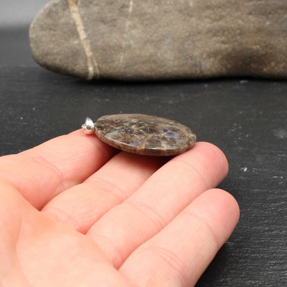 Brown Larvikite Pendant - Handmade