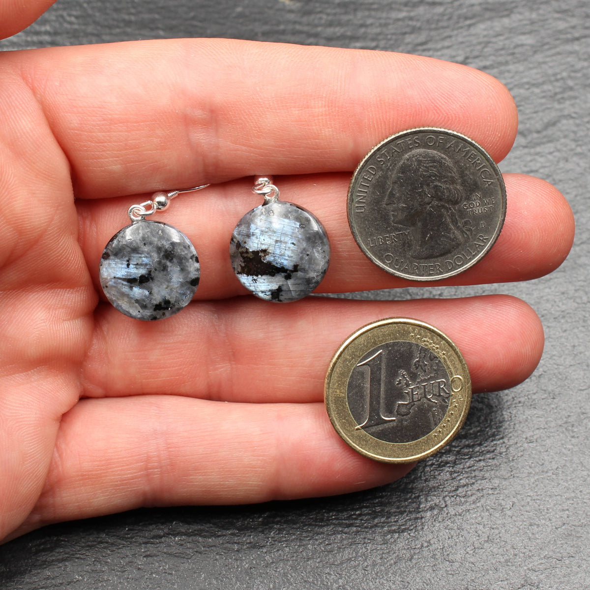 Blauer Larvikit Ohrringe | Handarbeit