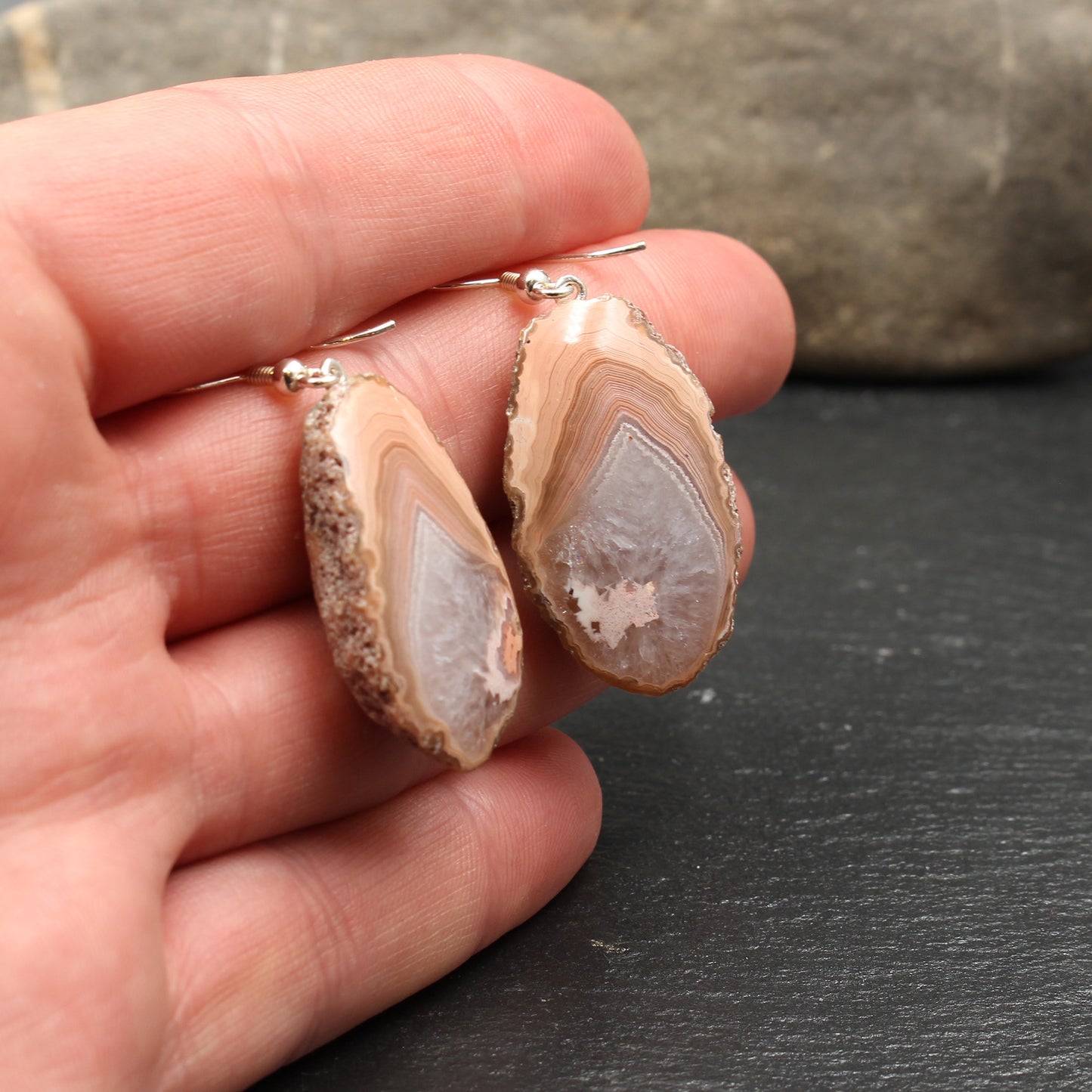 Schottischer Achat Ohrringe - Handarbeit